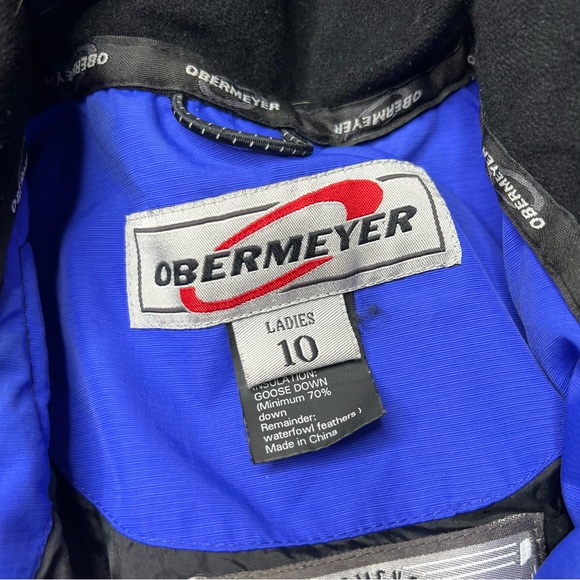 Obermeyer Goose Down Waterproof Snow Jacket in Blue Black - Picture 7 of 10
